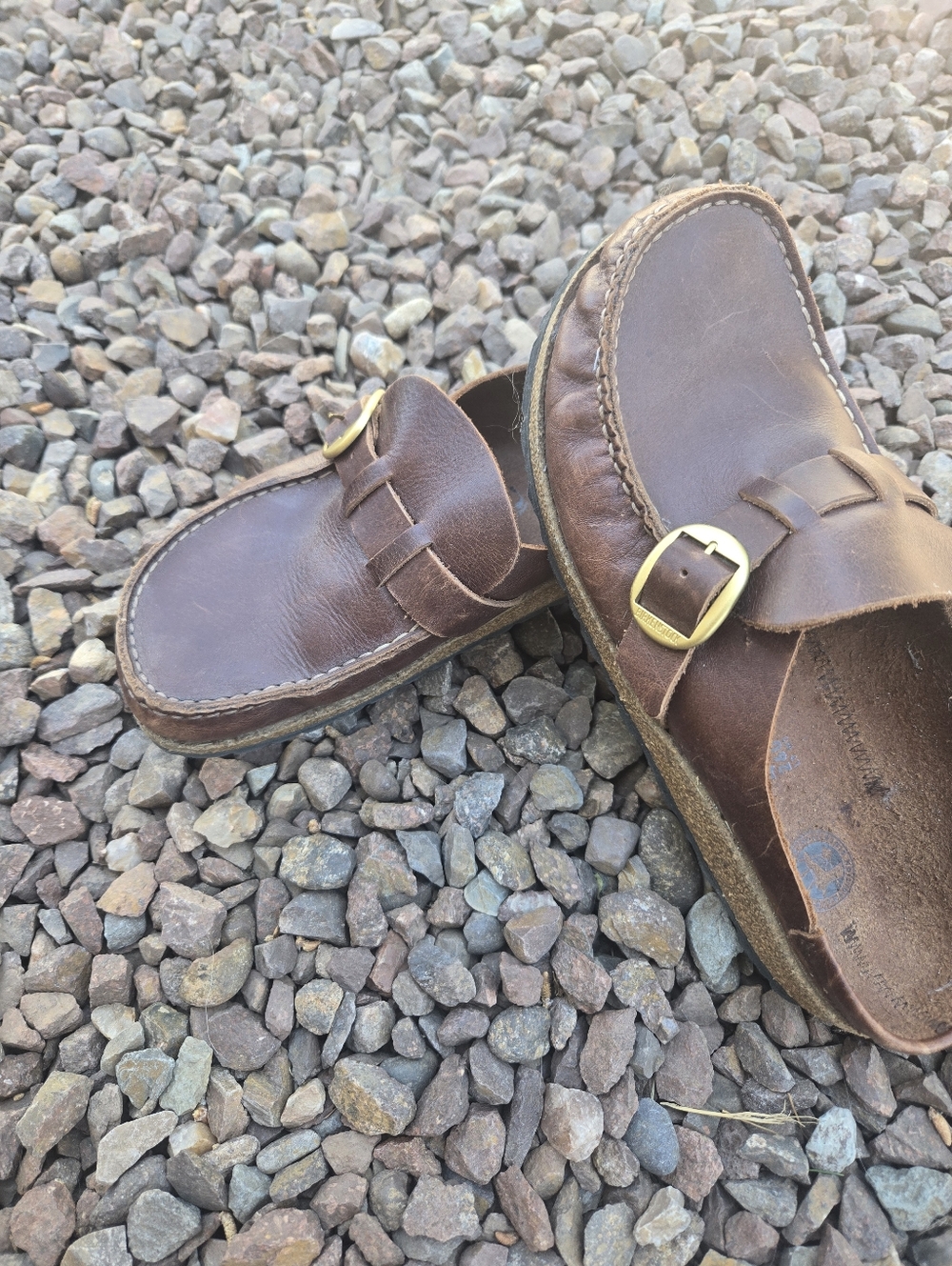 Birkenstock Buckley Brown Leather Slip-On Buckle Shoes - Picture 6 of 8